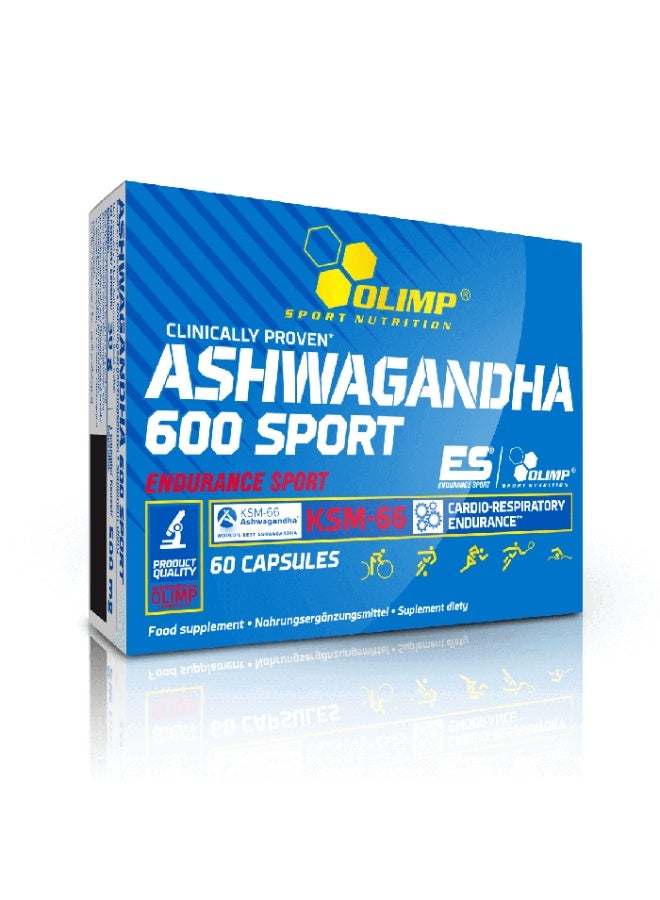 Ashwagandha 600 Sport KSM-66 60 Capsules – Endurance Sport Supplement for Gym & Active Individuals