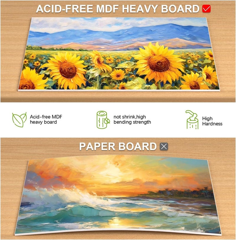 Qatalitic Cotton Canvas Boards for Painting, Pack of 8 Pcs. (2 Each x (5x7, 8x10, 9x12, 10x14 inches) - Multi Pack Art Paint Canvas Boards Set, 100% Cotton Blank Canvases for Oil, Acrylic - Image 5