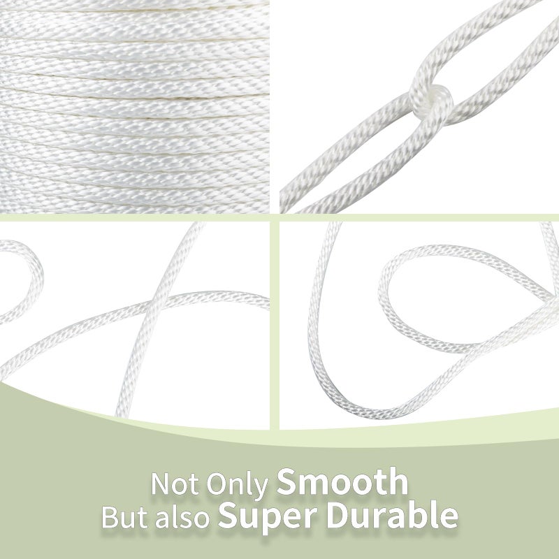 LUOPUTUO 5/16 Inch 250Ft White Nylon Solid Braid Rope | High Uv & Abrasion Resistance | Industrial Grade  Low Stretch | Multipurpose For Flag Poles  Clotheslines - Image 4