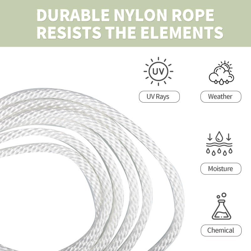 LUOPUTUO 5/16 Inch 250Ft White Nylon Solid Braid Rope | High Uv & Abrasion Resistance | Industrial Grade  Low Stretch | Multipurpose For Flag Poles  Clotheslines - Image 3