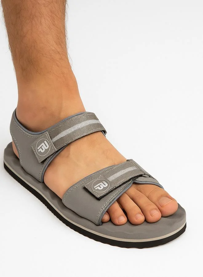 Take Two Men Grey Velcro Strap Sandals By Peterpapa