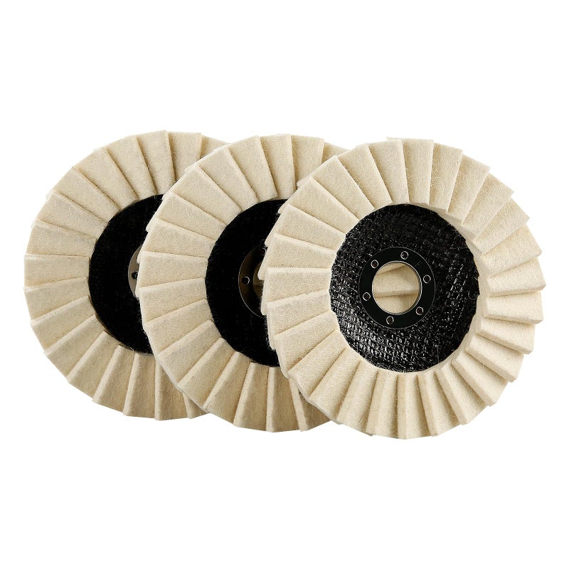 LOZLIN 3PCS 5Inch Stone Polishing Wheels - Wool Buffing Discs for Stainless Steel, Aluminum & Metal - Angle Grinder Attachment for Surface Finishing & Restoration - Image 1