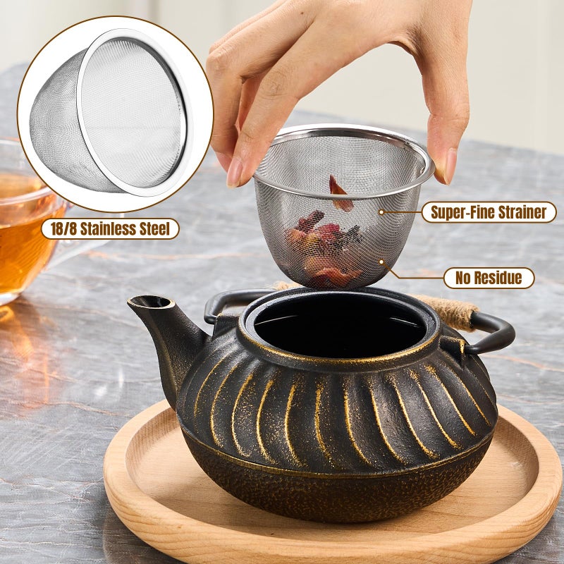 PARACITY Cast Iron Teapot Japanese 700ml/23oz, Tea Kettle Pot for Stove Top, Tea Pot with Stainless Steel Infusers for Loose Tea, Boiling Hot Water Tea, Mothers Day Gifts from Daughter/Son - Image 3