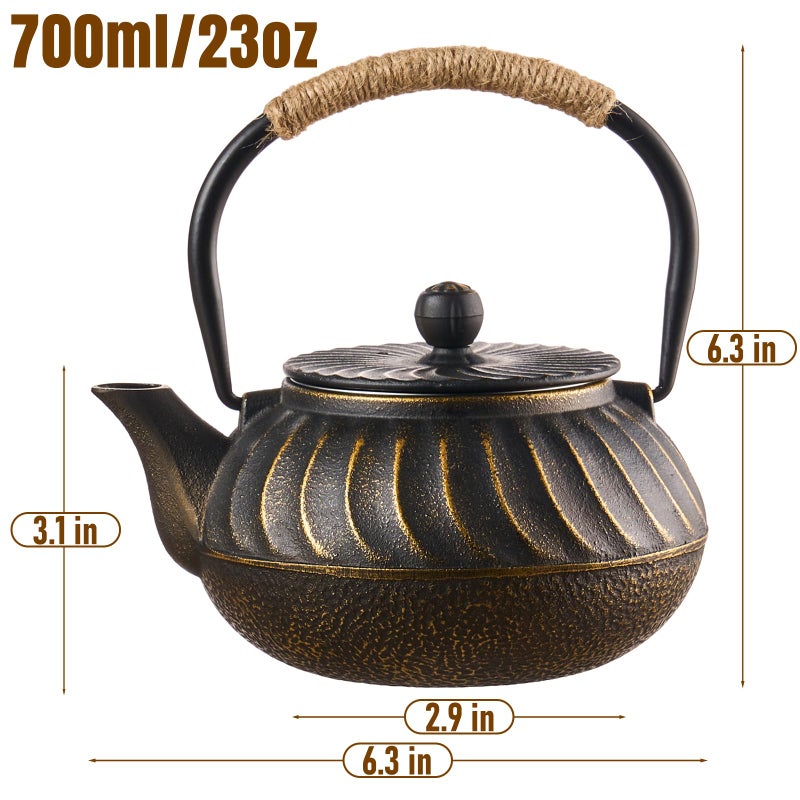 PARACITY Cast Iron Teapot Japanese 700ml/23oz, Tea Kettle Pot for Stove Top, Tea Pot with Stainless Steel Infusers for Loose Tea, Boiling Hot Water Tea, Mothers Day Gifts from Daughter/Son - Image 2