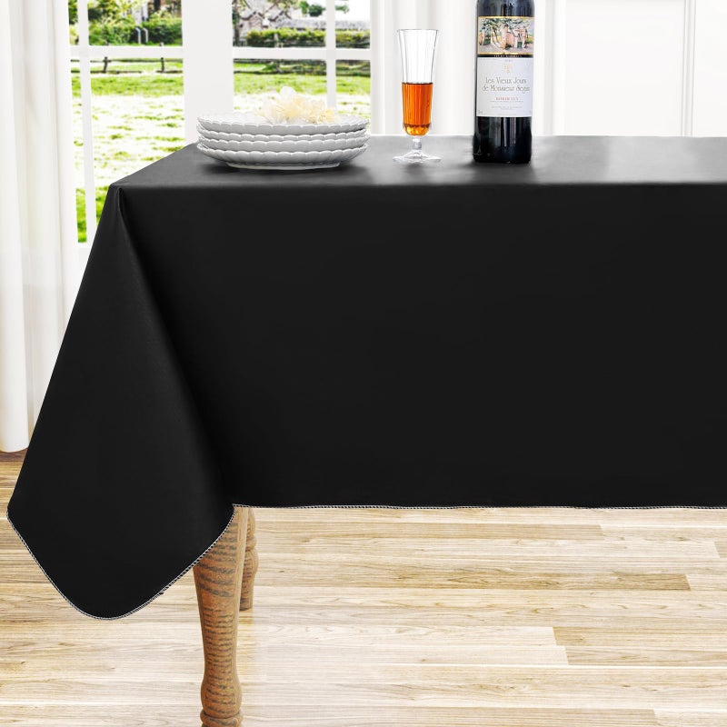 homing Rectangle Vinyl Tablecloth Waterproof Spillproof Plastic Flannel Backed Table Cloth Wipe Clean Table Cover for Dining Table Buffet Parties and Camping Black 60 x 84