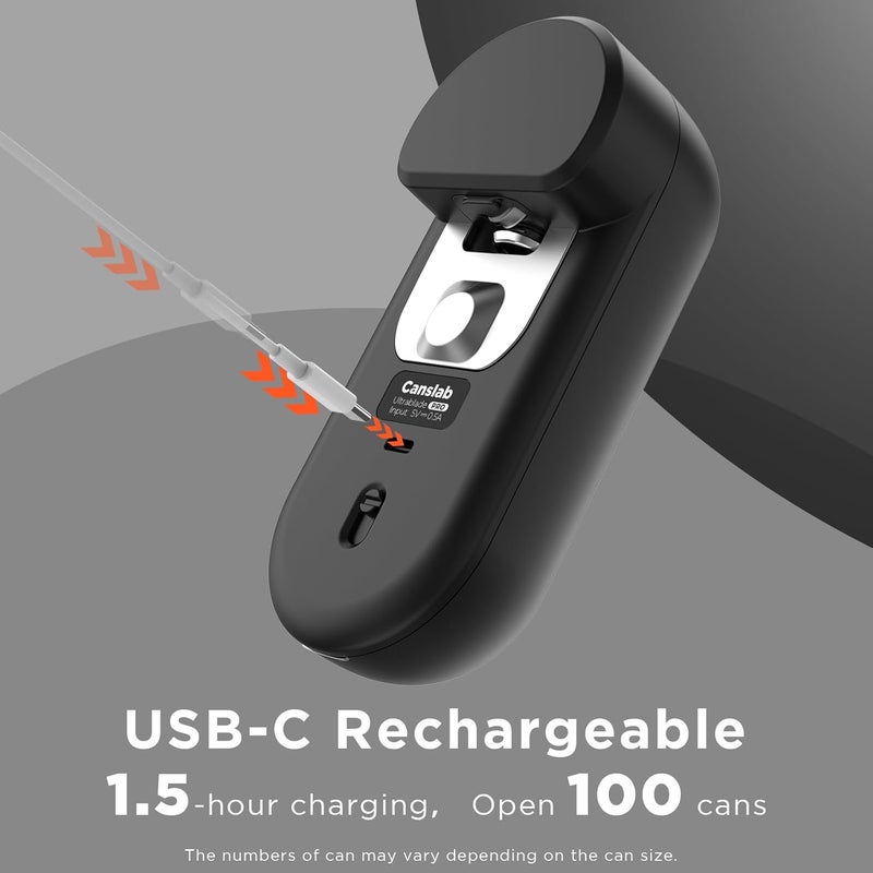 Canslab Turbo Rechargeable Can Opener - Professional Grade Blade, Auto-Stop, LED Battery Life Display, Wall-mountable, Side Cut Electric Can Opener for Smooth Edge, Hands-free Operation,USB-C Charging - Image 3
