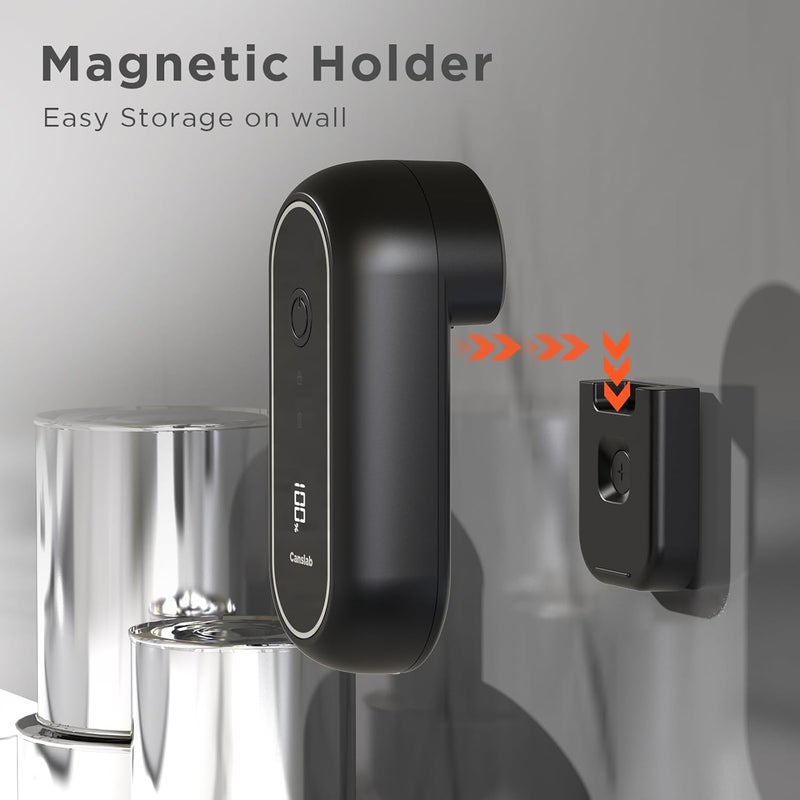 Canslab Turbo Rechargeable Can Opener - Professional Grade Blade, Auto-Stop, LED Battery Life Display, Wall-mountable, Side Cut Electric Can Opener for Smooth Edge, Hands-free Operation,USB-C Charging - Image 5