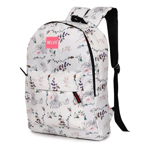 MELVIS 20L Backpack School Bag For Travel With Bottle Compartment | Trendy Water Resistant High Storage Bag For Men & Women | Boys & Girls Laptop Printed Backpack For College Gift (White Flower) - Image 4