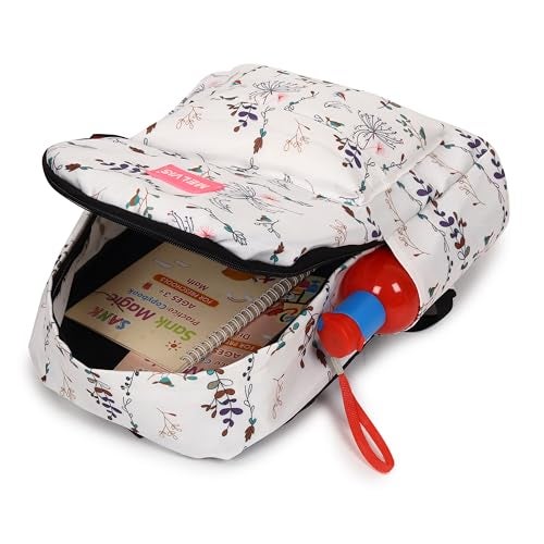MELVIS 20L Backpack School Bag For Travel With Bottle Compartment | Trendy Water Resistant High Storage Bag For Men & Women | Boys & Girls Laptop Printed Backpack For College Gift (White Flower) - Image 5