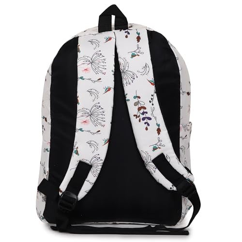 MELVIS 20L Backpack School Bag For Travel With Bottle Compartment | Trendy Water Resistant High Storage Bag For Men & Women | Boys & Girls Laptop Printed Backpack For College Gift (White Flower) - Image 2