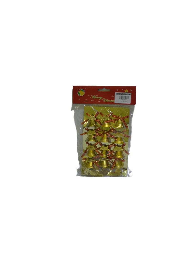 Mini golden bells to decorate the Christmas tree
