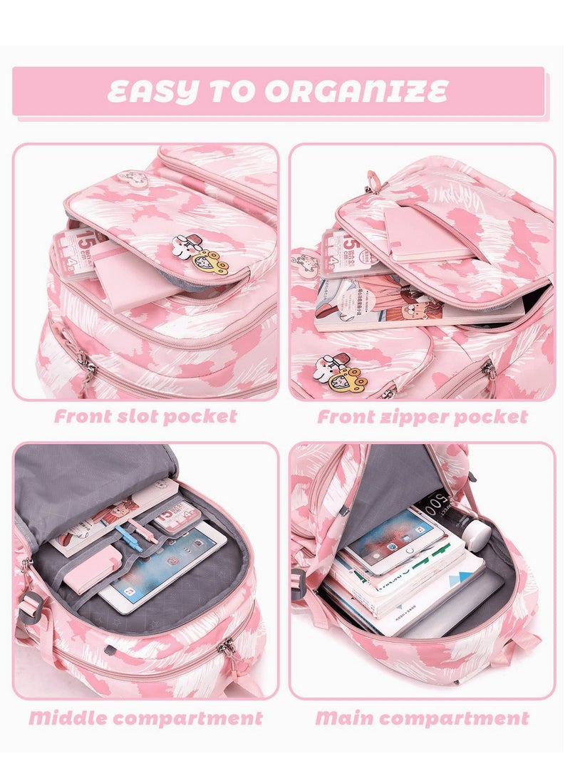 GoldenLike - Girls Rolling Backpacks,Large Capacity School Bag with wheels,Durable Students Wheeled Backpack,Kids Travel Trolley BookBag,School Luggage Bag for Boys Girls - Image 1