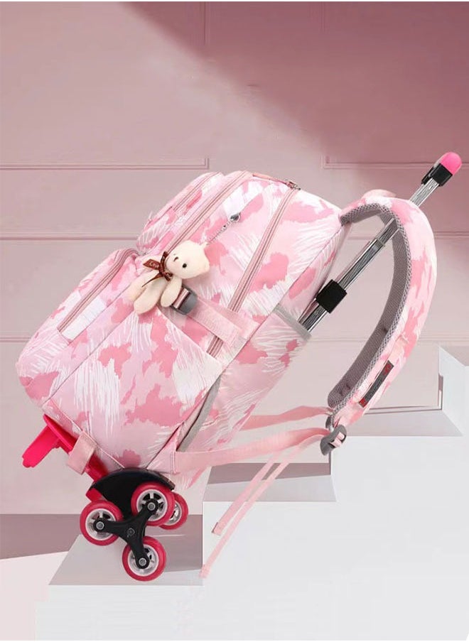 GoldenLike - Girls Rolling Backpacks,Large Capacity School Bag with wheels,Durable Students Wheeled Backpack,Kids Travel Trolley BookBag,School Luggage Bag for Boys Girls - Image 1
