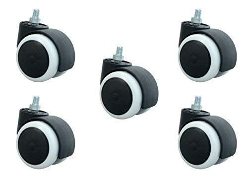 DARDRIS Chair Twin Castor Wheels Threaded Set of 5 pcs for revolving Chairs and Other revolving Products 100 Nylon ABS Material Assurance BlackWHITE - Image 2