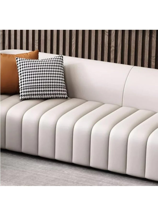 Poppins Home Premium Leather Complete Sofa Set â€“ 3 Seater Sofa + 2 Seater Loveseat with 2 Armchairs for Elegant Living Room Seating (Orange) - Image 4