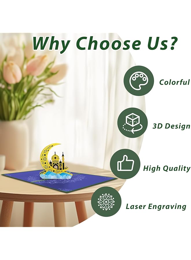 erorex Handmade Eid Mubarak Pop Up Card Unique Festive Greeting For Ramadan Celebrations Ideal For Family Friends And Coworkers Gifts Thoughtful Islamic Holiday Card Colorful Design - Image 5