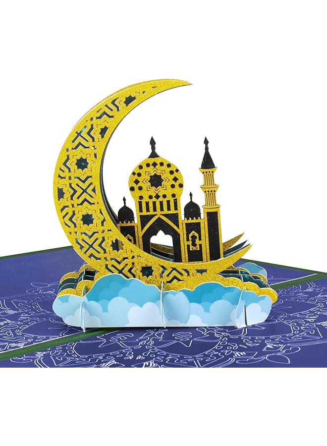 erorex Handmade Eid Mubarak Pop Up Card Unique Festive Greeting For Ramadan Celebrations Ideal For Family Friends And Coworkers Gifts Thoughtful Islamic Holiday Card Colorful Design - Image 1