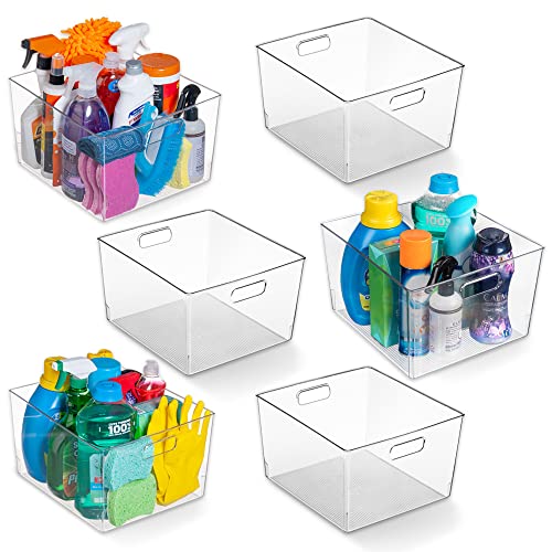 ClearSpace Clear Plastic Storage Bins  XL 6 Pack Perfect Kitchen or Pantry Organization Fridge Organizer and Storage Bins Cabinet Organizers
