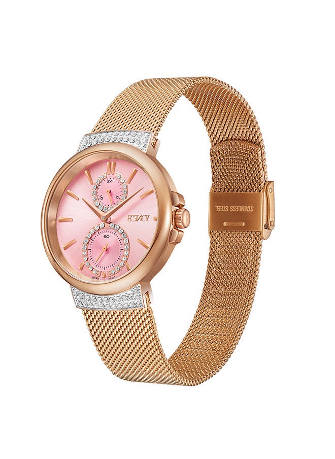 ECSTACY - ECSTACY Women's Multi Function Pink Sunray  Dial Watch - E23603-RMKP - Image 1