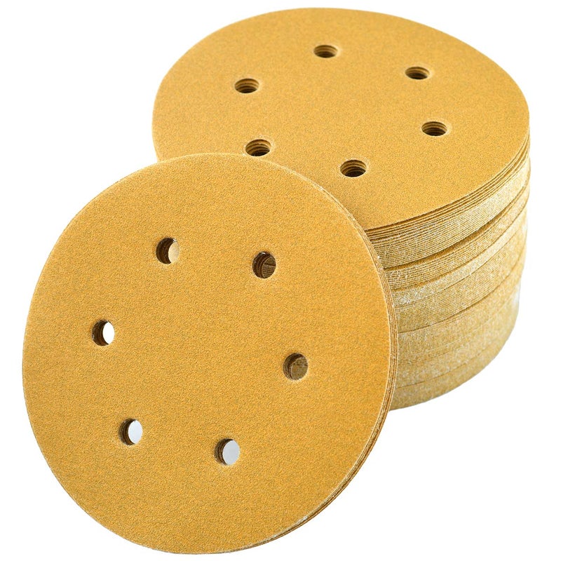 Aiyard 6-Inch 6-Hole Hook and Loop Sanding Discs 150-Grit, Random Orbital Sandpaper for Automotive and Woodworking, 100-Pack - Image 1