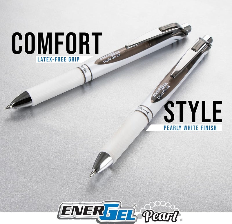 بنتل قلم جل سائل قابل للسحب من Pentel EnerGel 0.7 Pearl RTX - نقطة متوسطة - طرف إبرة - عبوة من 5 أقلام جل سوداء مع 3 عبوات - Image 3