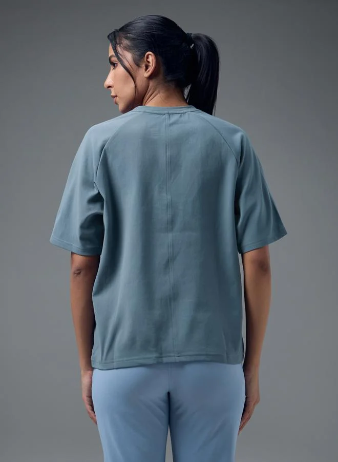 Technosport Blue Relaxed Fit Round Neck Sports T-Shirt with ELASTO PLUS for Women | Best Price UAE