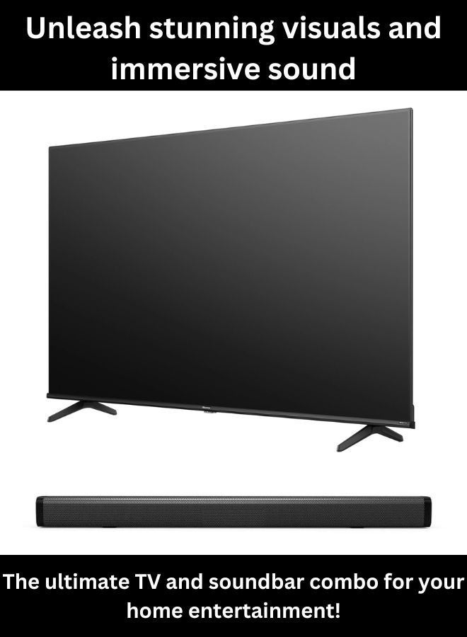Hisense 55 Inch 4K UHD LED Smart TV, HDR, DTS, Virtual X, and Wi Fi With 2.0 Channel Soundbar 30W, HDMI ARC, Bluetooth, USB, MP3, FM Station 55A61K+SOUNDBAR Black - Image 2
