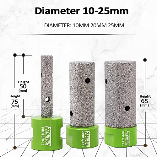 FACHLICH Diamond Finger Milling Bit 20mm 4/5" Granite Hole Grinder Bit for Enlarging and Shaping or Round Bevel Existing Holes in Porcelain Tile Ceramic Granite and Marble - Image 2