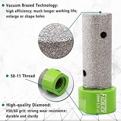 FACHLICH Diamond Finger Milling Bit 20mm 4/5" Granite Hole Grinder Bit for Enlarging and Shaping or Round Bevel Existing Holes in Porcelain Tile Ceramic Granite and Marble - Image 4