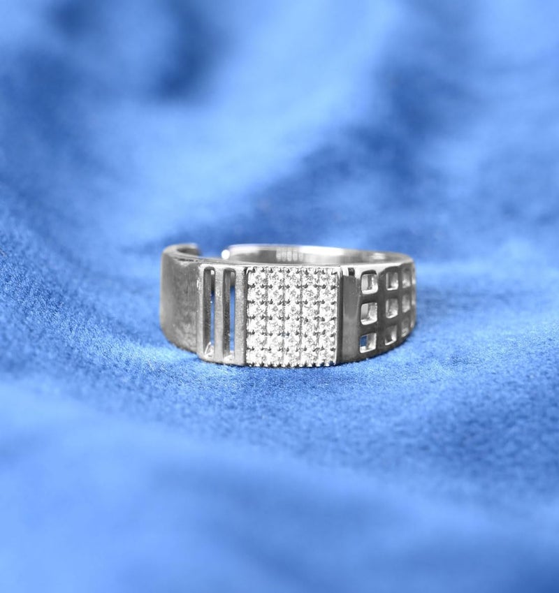 CLARA Real 925 Sterling Silver Leon Men Ring |Size Adjustable, Platinum Plated, Swiss Zirconia | Gift for Men & Boys - Image 3