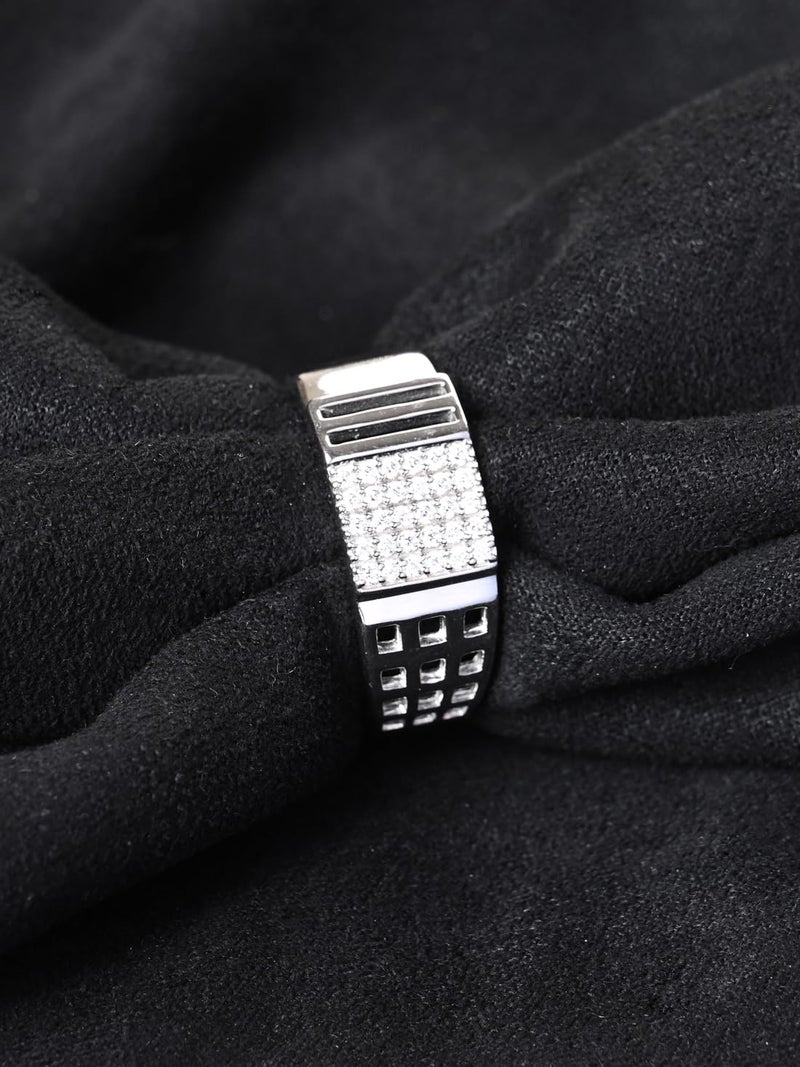 CLARA Real 925 Sterling Silver Leon Men Ring |Size Adjustable, Platinum Plated, Swiss Zirconia | Gift for Men & Boys - Image 2