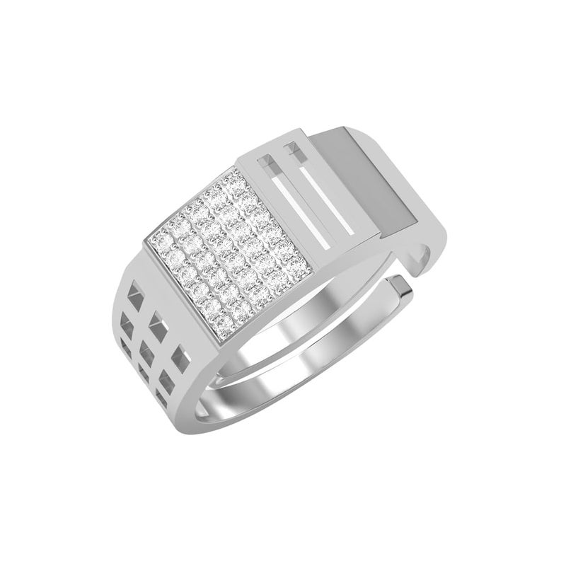 CLARA Real 925 Sterling Silver Leon Men Ring |Size Adjustable, Platinum Plated, Swiss Zirconia | Gift for Men & Boys - Image 1