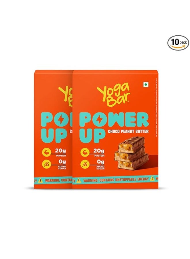 Yogabar Power Up Choco Peanut Butter Protein Bars (10 Bars, 2 Packs of 5) | No Added Sugar | 20g Protein - Image 1