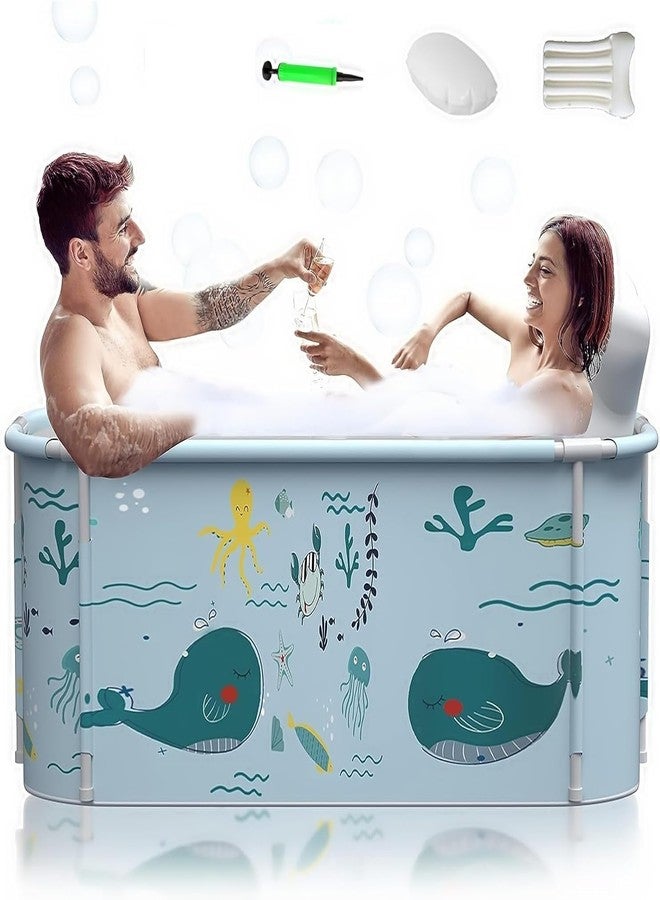 Whixant Portable Bathtub for Adult Foldable Soaking Shower Freestanding Collapsible Home SPA Bath Tub with Inflatable Pillow, Seat - Image 1