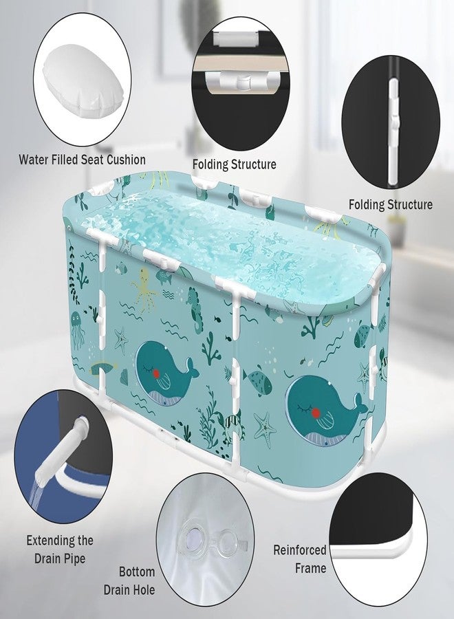 Whixant Portable Bathtub for Adult Foldable Soaking Shower Freestanding Collapsible Home SPA Bath Tub with Inflatable Pillow, Seat - Image 2