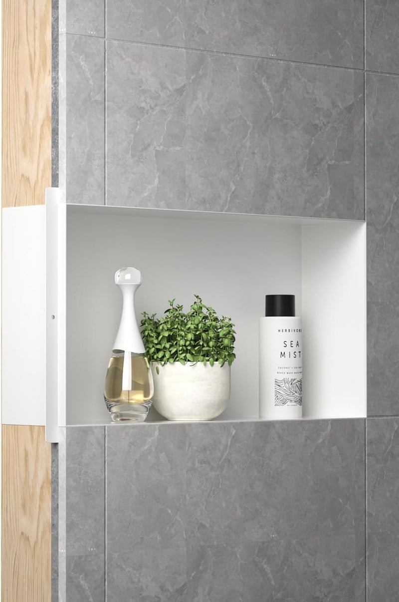 Bernkot Stainless Steel Shower Niche 24" X 12" White No Tile Needed Niche Shower for Bathroom Storage Recessed Wall Niches Bathroom Shelf Flush Mounted Installation - Image 4
