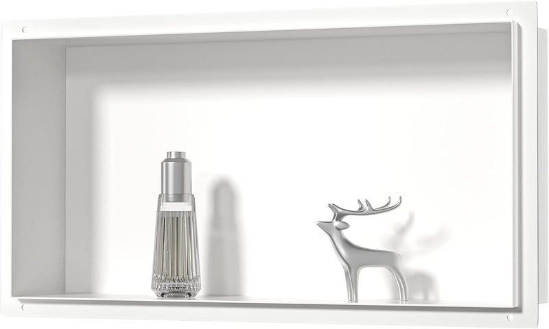 Bernkot Stainless Steel Shower Niche 24" X 12" White No Tile Needed Niche Shower for Bathroom Storage Recessed Wall Niches Bathroom Shelf Flush Mounted Installation - Image 1
