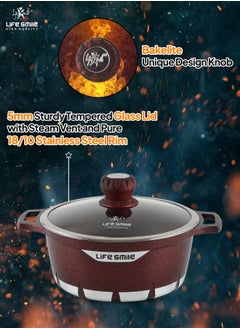 28cm Non Stick Cooking Pot - Granite Coated Aluminum Soup Pot Stock Pot With Tempered Glass Lid - PFOA Free Oven Safe - Kitchen Casserrole Pots for Cooking (Grey) - pzsku/Z91E431F9F392C48A7249Z/45/_/1728895111/6bd03bae-cb47-45e2-9f14-5ba7c2c6908c