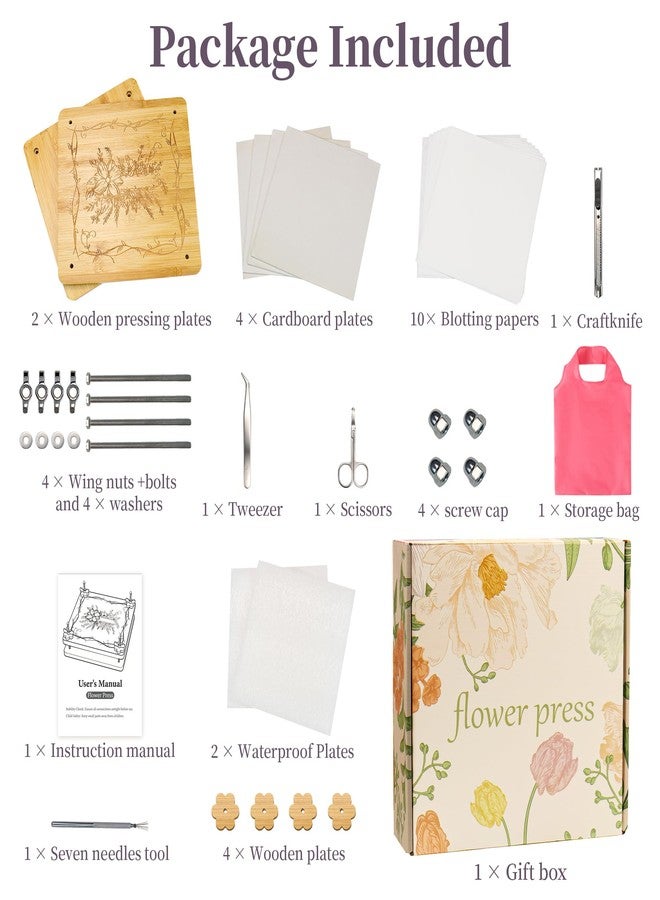 SouStoCol Flower Press, Extra Large Flower Press Kit - 11"x11" 10 Layers Flower Pressing Kit for Pressed Flowers, Plant Flower Preservation Kit for Bookmarks, DIY Craft Art, Flowers Drying - Image 5