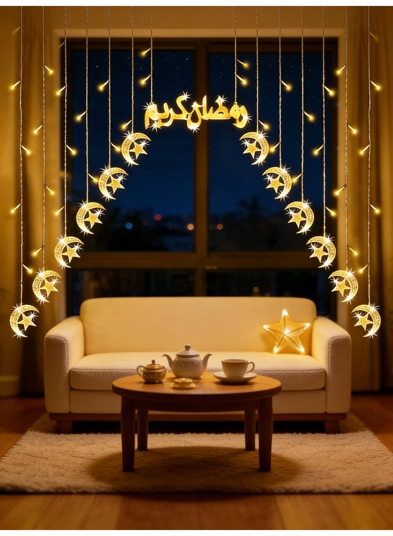 Yoawllty Ramadan Decorations Lights,  Ramadan Night Lights, 12 Moon and Star Shape Strings and a Ramadan Element Sign Decorations for Home - Image 3