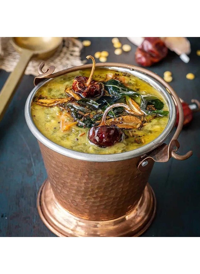 RAJ Copper Bucket, 13 CM, Copper, TCB003, Curry Server, Tableware, Biriyani Server