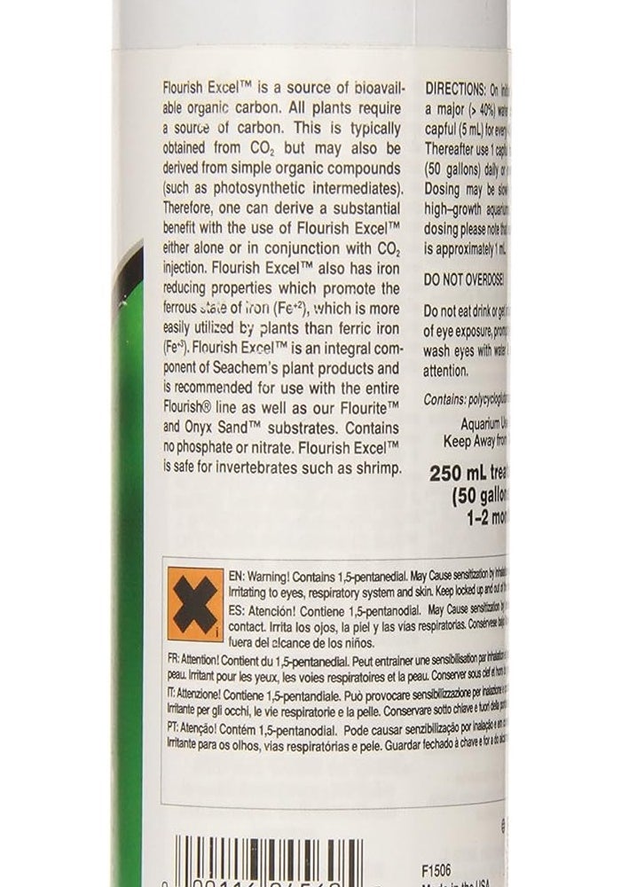Seachem Flourish Excel Organic Carbon Fertilizer for Planted Aquariums, 250 mL - Image 2