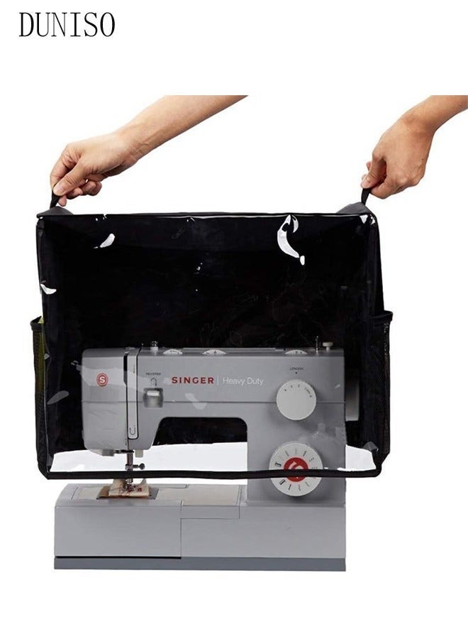 DUNISO Folding sewing machine dust cover with storage bag, universal sewing machine dust bag protective cover, suitable for most standard sewing machines, visible transparent window - Image 5
