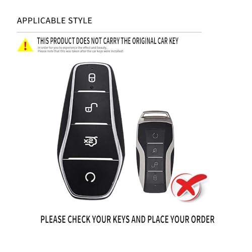 Ysbxitu 4 Buttons Smart Key Fob Cover with Keychain Fit for BYD Remote Key Shell Case Compatible with BYD Han Ev Tang Dm Qin Plus Song ProMAX Yuan ATTO 3 Dolphin Key Sleeve Key HolderB Black - Image 3
