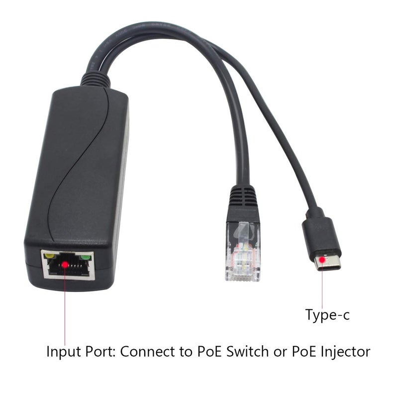 ANVISION 2-Pack 5V PoE Splitter, USB Type C, 48V to 5V 2.4A, IEEE 802.3af Compliant, 10/100Mbps - Image 2