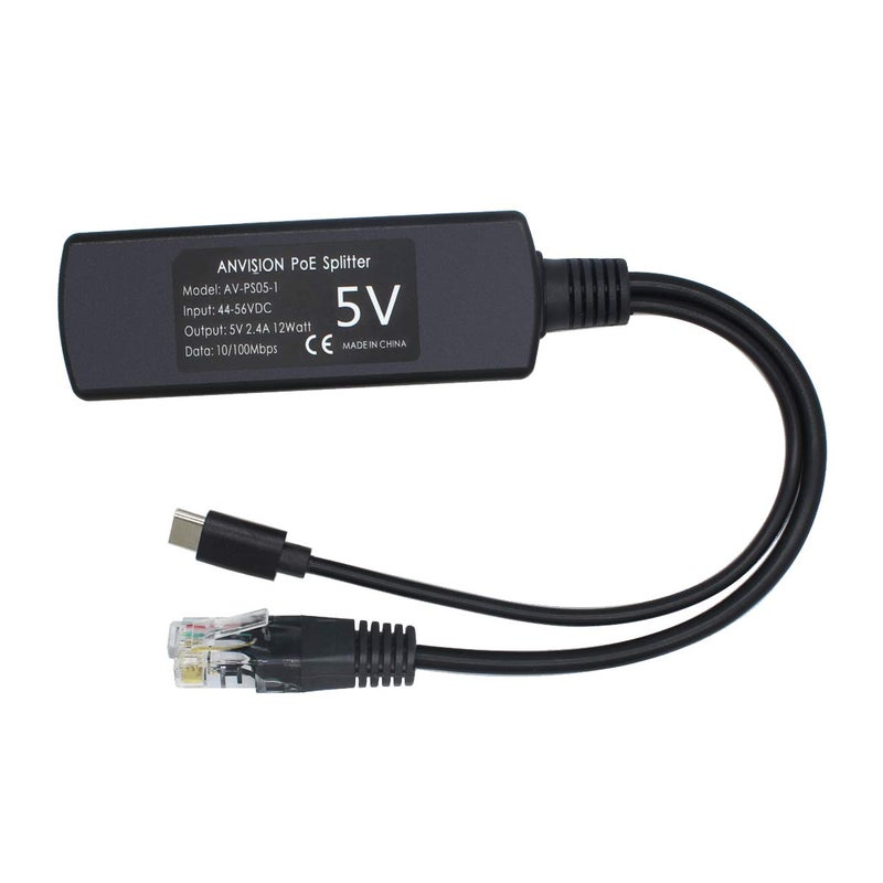 ANVISION 2-Pack 5V PoE Splitter, USB Type C, 48V to 5V 2.4A, IEEE 802.3af Compliant, 10/100Mbps - Image 5