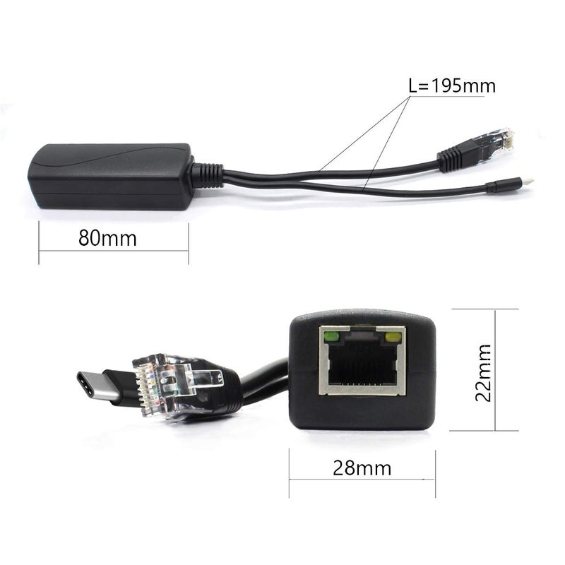 ANVISION 2-Pack 5V PoE Splitter, USB Type C, 48V to 5V 2.4A, IEEE 802.3af Compliant, 10/100Mbps - Image 3