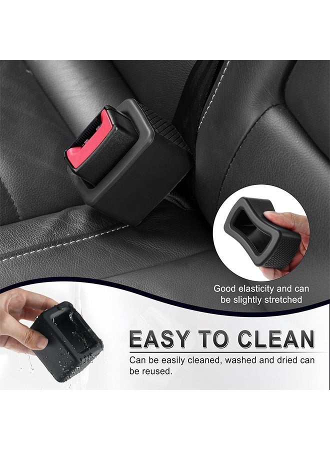 إم إكس إن قطعتان من حامل مشبك حزام مقعد السيارة من السيليكون الأسود، معزز ومثبت حزام المقعد الخلفي من السيليكون العالمي لسهولة الوصول، والحفاظ على الوعاء في وضع مستقيم، وإكسسوارات السيارة الداخلية - تناسب معظم السيارات - Image 3