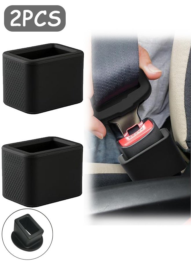 2 Pcs Black Silicone Car Seat Belt Buckle Holder, Universal Silicone Rear Seat Belt Booster & Fixer for Easy Access, Keeping Receptacle Upright, Car Interior Accessories-Fits Most Cars