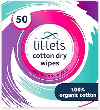LilLets Cotton Dry TowelsWipes x 50 Count 1 Pack Natural Organic Cotton Gentle on Skin Absorbent and Strong Dry or Wet use Face Towel Dermatologically Tested Safe for Sensitive Skin - Image 2